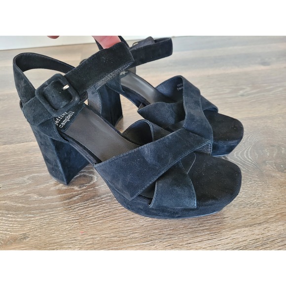 Jeffrey Campbell Shoes - Jeffrey Campbell‎ Suede Heels Ankle Strap Criss Cross Black Size 6 #1